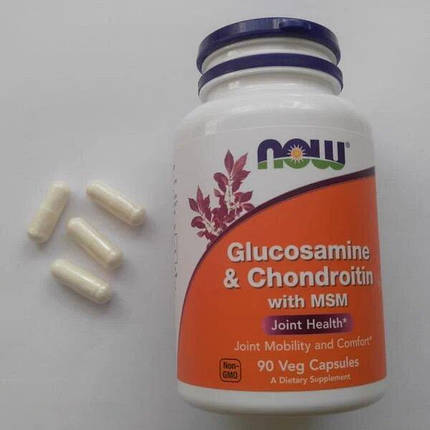 Для суглобів і зв'язок NOW Glucosamine Chondroitin MSM 90 капс, фото 3