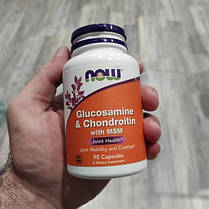 Для суглобів і зв'язок NOW Glucosamine Chondroitin MSM 90 капс, фото 4