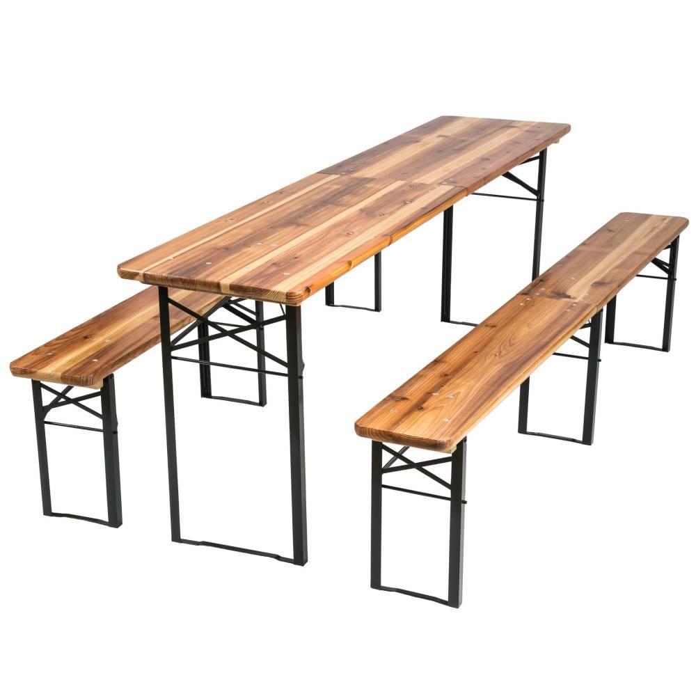 Садові меблі стіл + дві лавки зі спинкою 220 см розкладні Німеччина