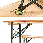 Садові меблі стіл + дві лавки зі спинкою 220 см розкладні Німеччина, фото 4