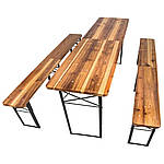 Садові меблі стіл + дві лавки зі спинкою 220 см розкладні Німеччина, фото 6