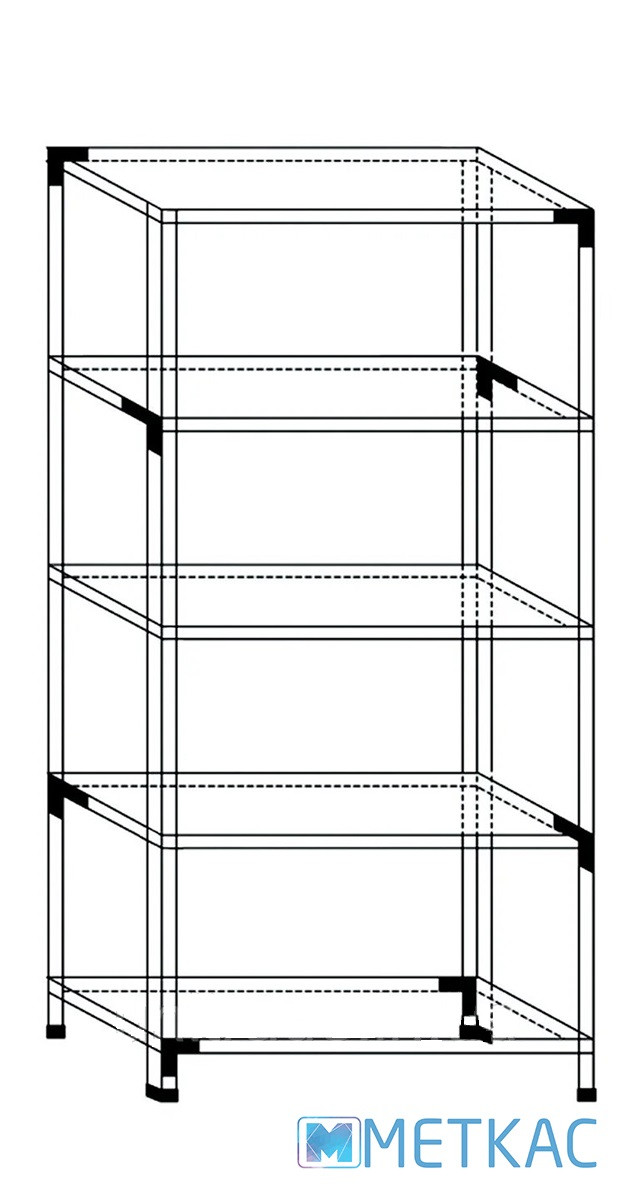 Стеллаж РЕК-1 1500х750х300 БЕЛЫЙ Меткас, 35 кг/полка, 4 полки, металлический, полочный, в ванную офис - фото 7 - id-p122885208
