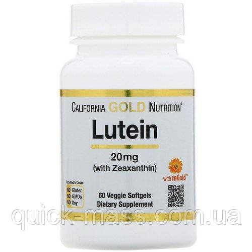 Лютеїн для зору California Nutrition Lutein 20 mg with Zeaxanthin — 60caps, фото 1