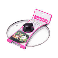 Кришка скляна 24см з металевим обідком KM-0644L