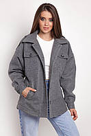 Модное кашемировое пальто-рубашка Royal свободного кроя 42-48 размеры разные расцветки 42, Серый