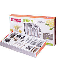 Набір столових приладів 24 предмета з нержавіючої сталі з позолотою KM-5210G