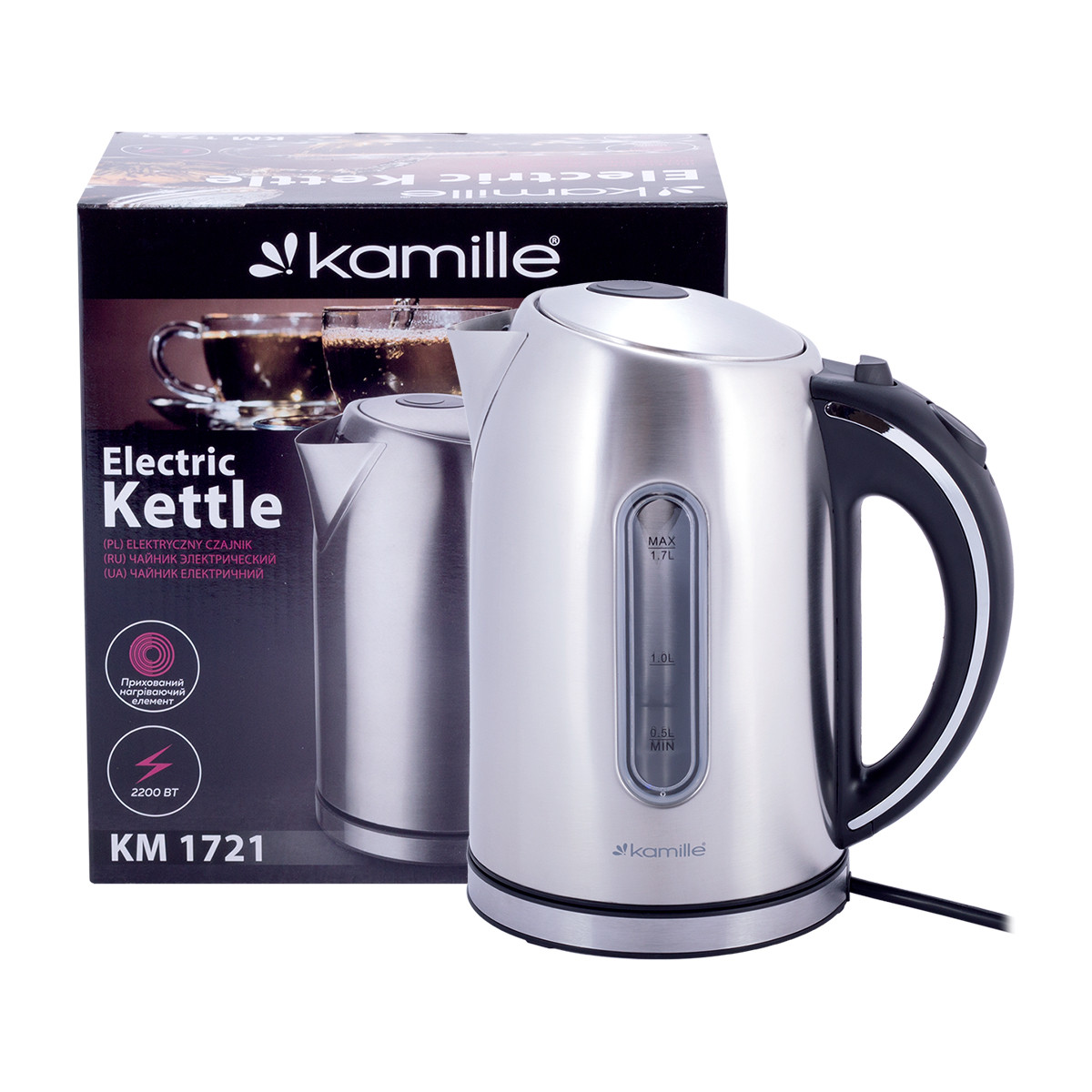 Чайник 1,7 л електричний з нержавіючої сталі KM-1721