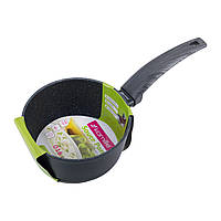 Ківш 16см з антипригарним покриттям Black marble з алюмінію для індукції і газу KM-4125