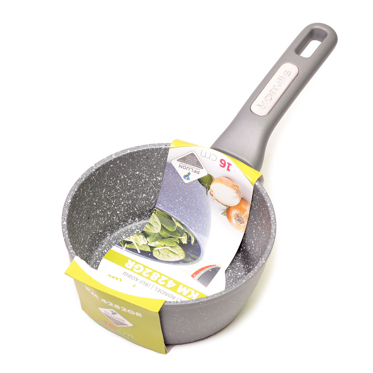 Ківш без кришки 1.2 л з гранітним покриттям із алюмінію для індукції і газу KM-4282GR, фото 1