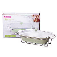 Марміт керамічний 3.7 л зі скляною кришкою та металевою підставкою KM-6407