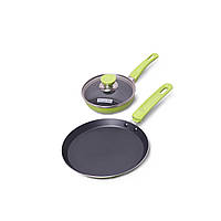 Набір Зелений з млинцевої сковороди 22см і маленькою сковороди 14см з антипригарним покриттям KM-0615