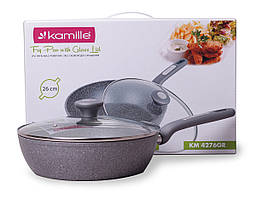 Сотейник 26см з литого алюмінію з гранітним покриттям і кришкою для індукції