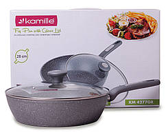 Сотейник 28см з литого алюмінію з гранітним покриттям і кришкою для індукції