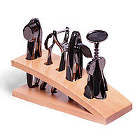 Набір аксесуарів для бару 5 предметів на дерев'яній підставці KM-5086