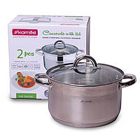 Каструля 5.8 л з нержавіючої сталі з кришкою і ручками порожнистими