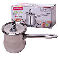 Турка для кави 440мл з кришкою з нержавіючої сталі для індукції