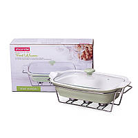 Марміт керамічний 2.3 л зі скляною кришкою та металевою підставкою