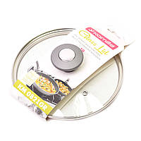 Кришка скляна 16см з металевим обідком KM-0820GR