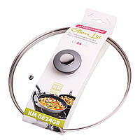 Кришка скляна 24см з металевим обідком