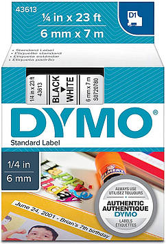 Картридж D1 DYMO 6 мм х 7 м білий пластик/чорний шрифт 43613/S0720780