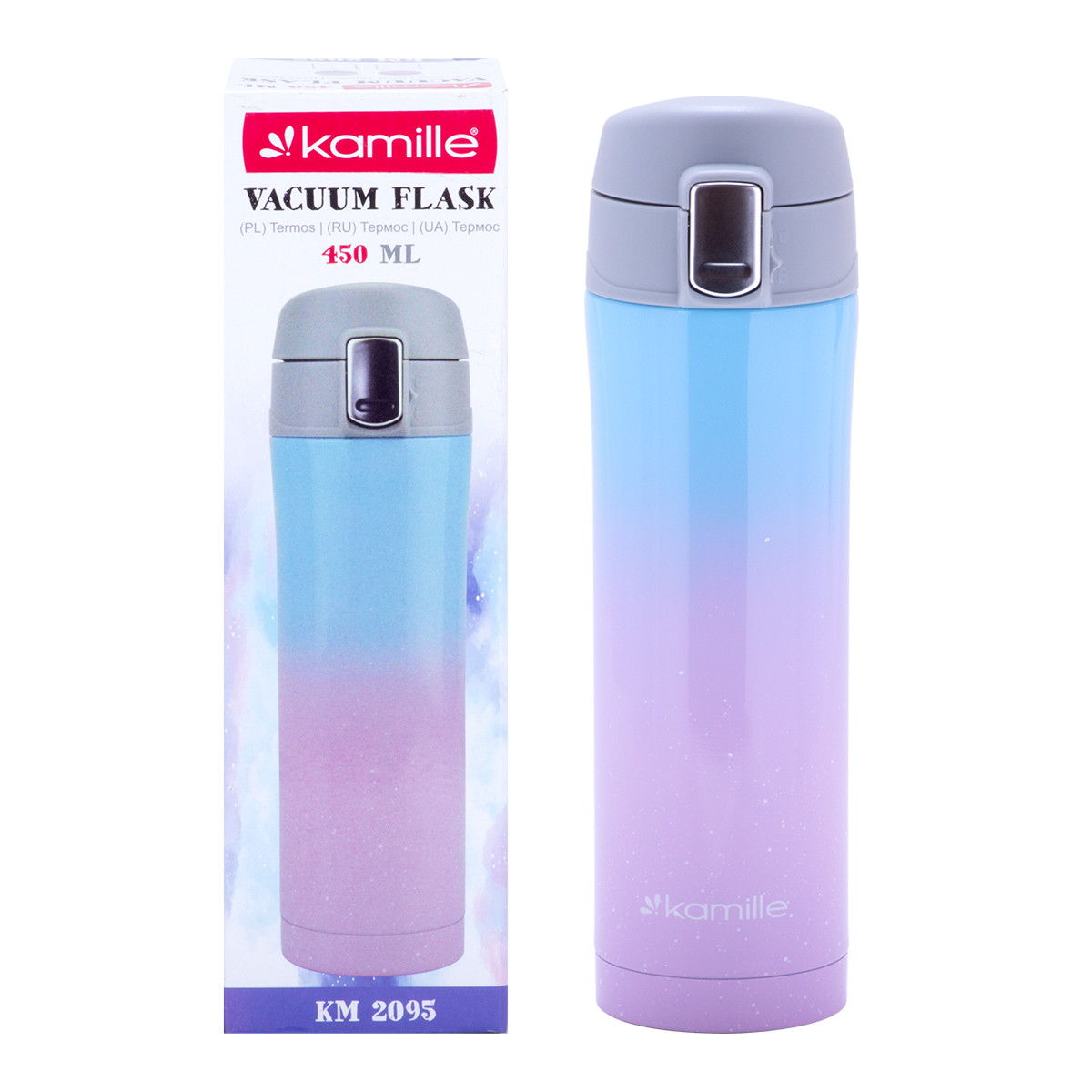 Термос Блакитний 450мл з нержавіючої сталі KM-2095, фото 1