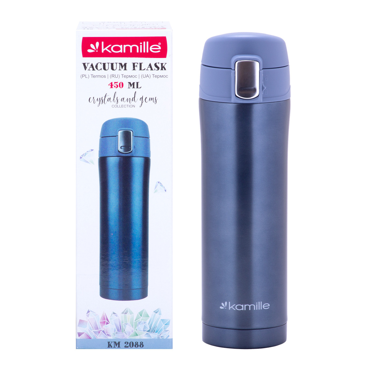 Термос Блакитний 450мл з нержавіючої сталі KM-2088