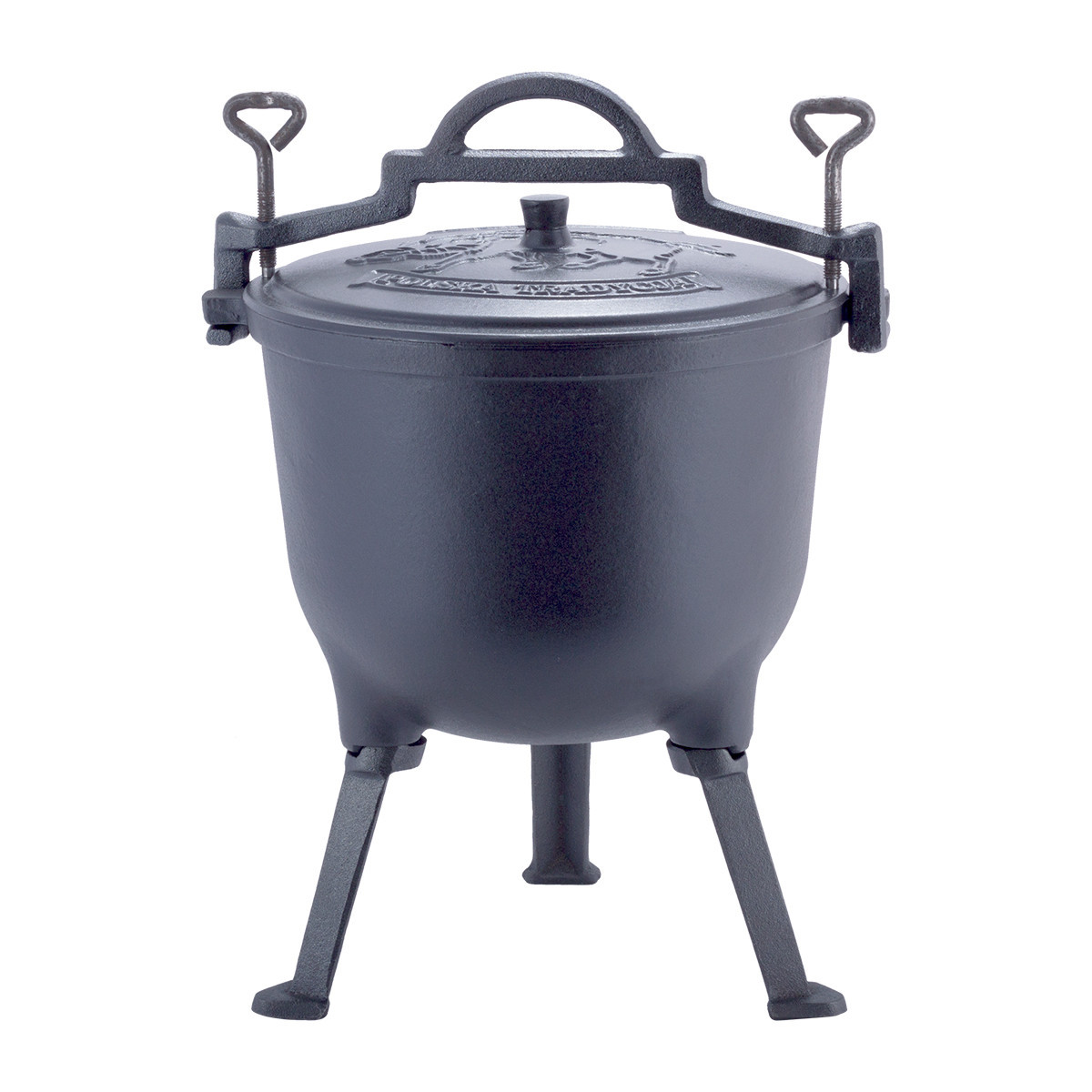 Казан чавунний емальований 15л з кришкою Kamille на ніжках для приготування їжі на вогні і плити KM-4808M, фото 1