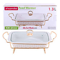 Марміт керамічний прямокутний 30,5*19*6см. з підставкою KM-6416