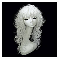 Белый парик с искусственных вьющихся волос матовый