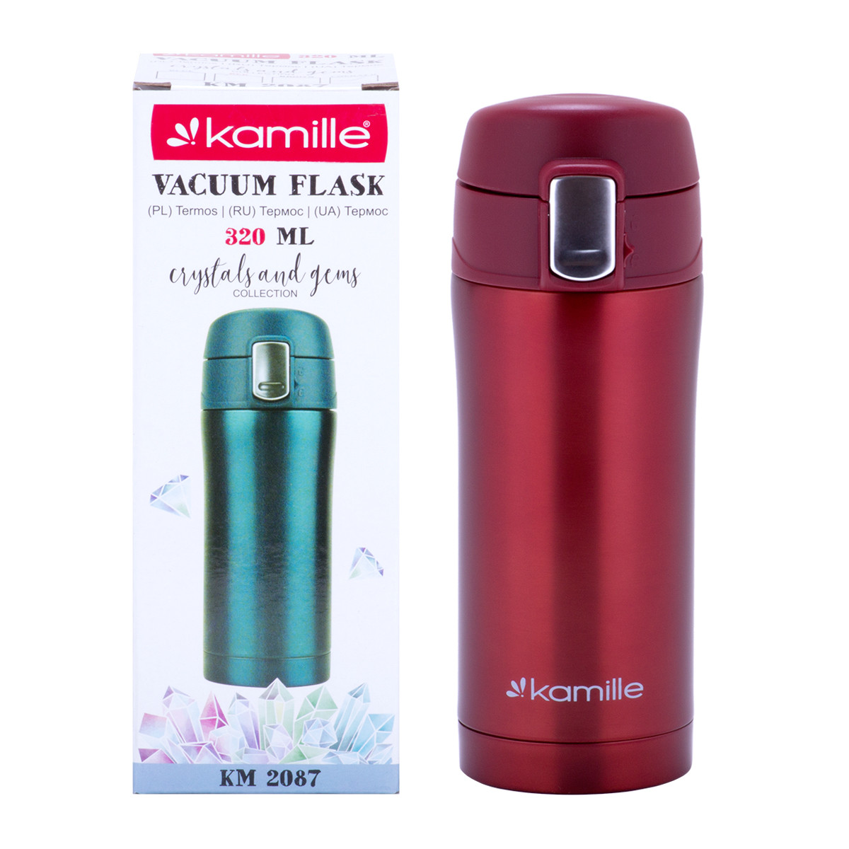 Термос Червоний 320мл з нержавіючої сталі KM-2087RD, фото 1