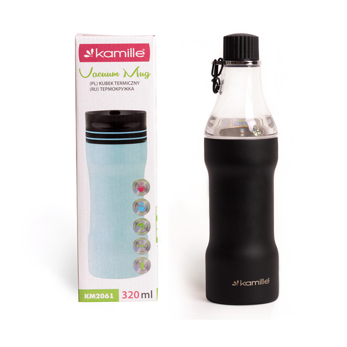 Термокружка Чорний 320мл з нержавіючої сталі KM-2061CH