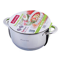 Каструля з кришкою 3.4 л з нержавіючої сталі і порожнистими ручками KM-5771