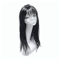 Черный парик с длинными прямыми волосами и чёлкой