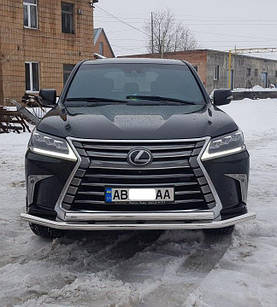 Кенгурник подвійний вус на Lexus LX 570 (c 2014--) 60х42 мм/60х60 мм