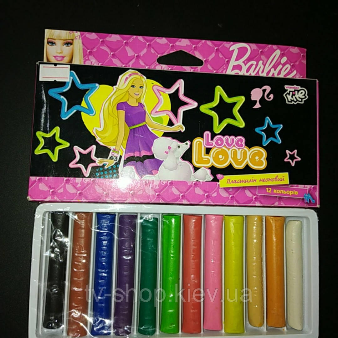 Пластилін м'який 12 кольорів, Hello Kitty, Barbie
