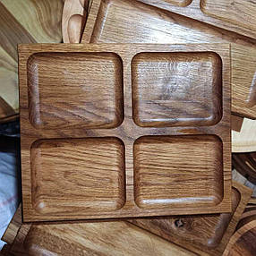 Дошка для подачі страв Менажниця дерев'яна, прямокутна 25х20см, фото 2
