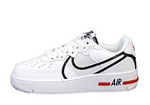 Кросівки жіночі шкіряні Nike Air Force "Білі з чорним значком" найк аїр форс р. 36;38