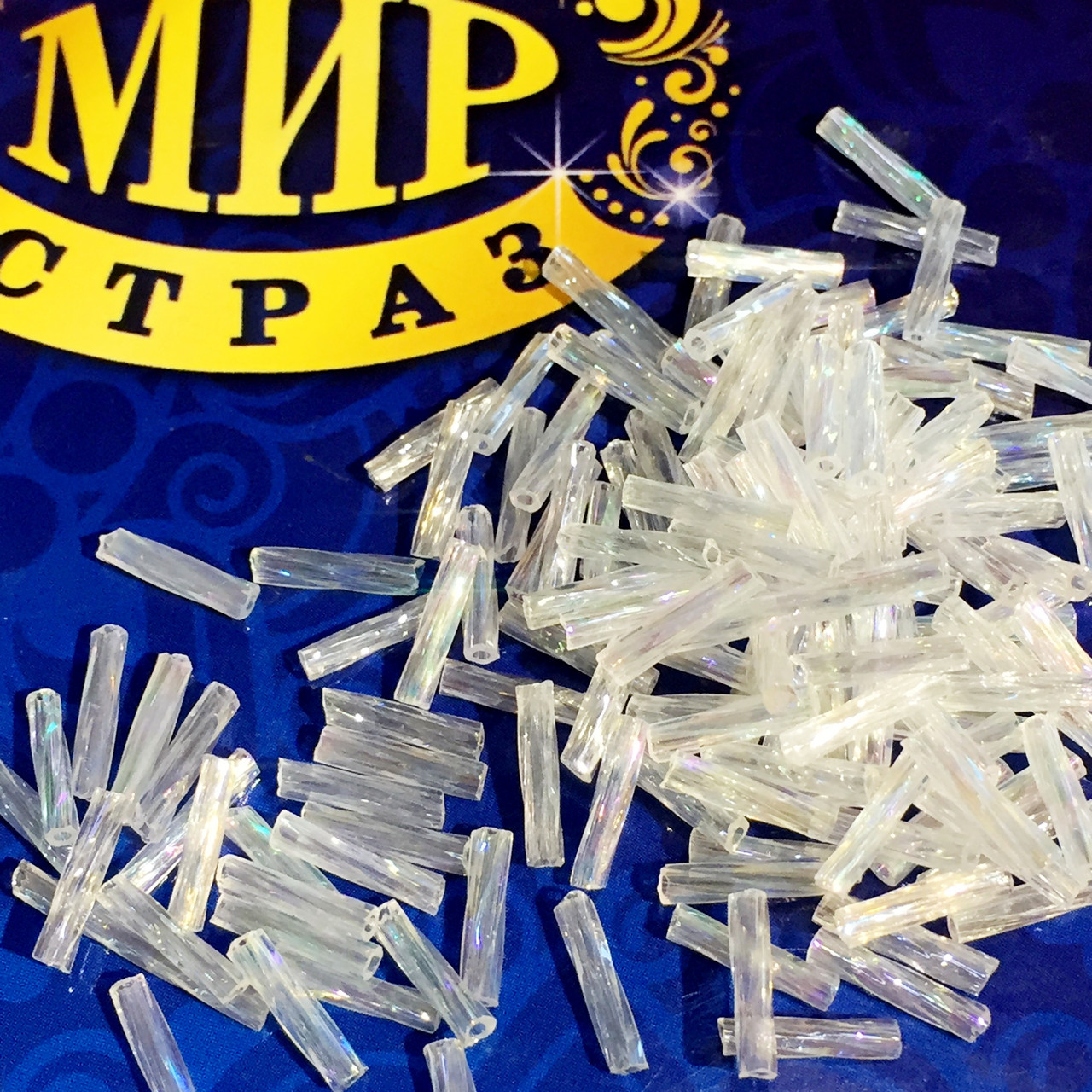 Склярус кручений, колір Transparent AB, довжина 9 мм, ціна за 10 г