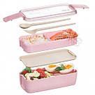 Ланч-бокс подвійний Еко "Lunch box", 750мл, рожевий, фото 6