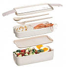 Ланч-бокс подвійний Еко "Lunch box", 750мл, бежевий, фото 4