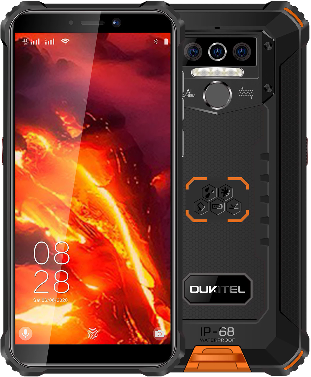 Смартфон Oukitel WP5 Pro, 4/64 Гб, 8000 mAh, Andoird 10, 8 ядер, 13+2+2 Mpx, 4G, Потужний ліхтар, Дисплей 5.5"