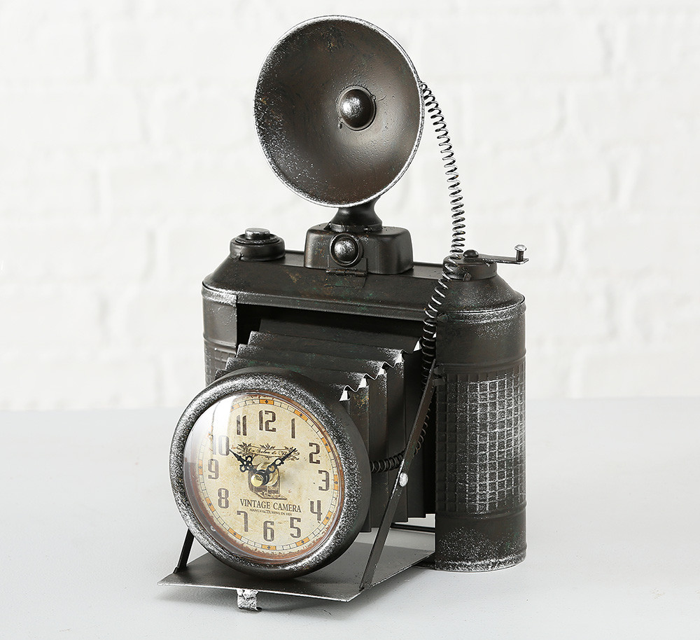 Настільний годинник Фотоапарат метал h33 см (1xAA 1.5V) 1018101