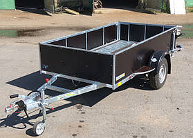 Причіп односний. 2,5м х 1,4м. Борта — фанера. Гальма!