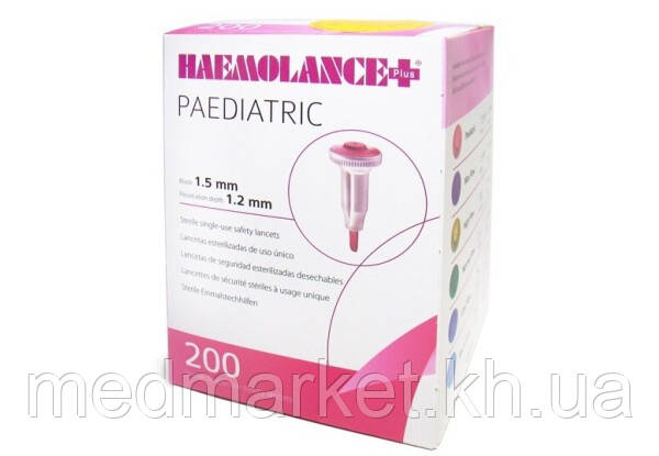 Ланцети автоматичні з круглою кнопкою Haemolance Plus Paediatric 200 шт.