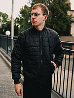 Бомбер куртка стеганная утепленная весенняя осенняя мужская модная, цвет черный
