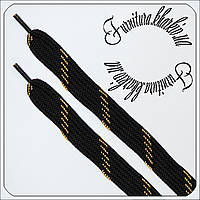 Шнурки широкие (18 мм) 120 см черно-золотистого цвета.