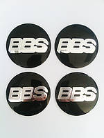 Наклейки BBS D56 мм алюминий (Серебристый логотип на черном фоне)