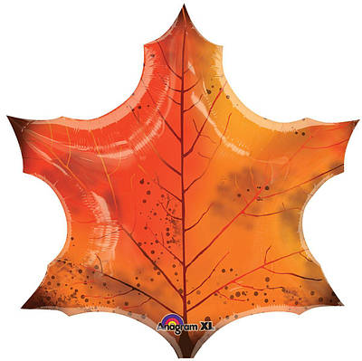 A 25" Orange Maple Leaf. Фольгована куля повітряний Осінній кленовий лист, В УП