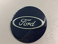 Наклейки Ford D56 мм алюминий (Серебристый логотип на синем фоне)