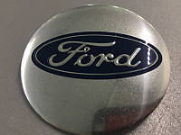 Наклейки Ford D56 мм алюминий (Синий логотип на серебристом фоне)